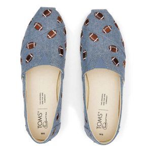 NIB Toms Alpargata Blue Chambray Football Ladies Size 7.5 NEW